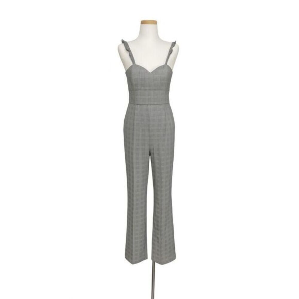Willow & Clay Gray Plaid Jumpsuit Romper Spaghetti Strap Size M